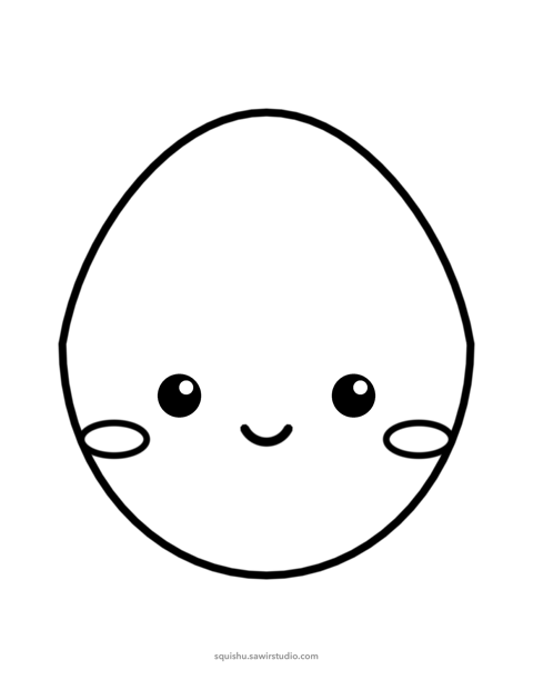 Coloring page of a smiling ajitama in black outlines