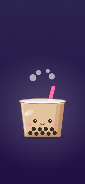 Phone wallpaper with a smiling boba