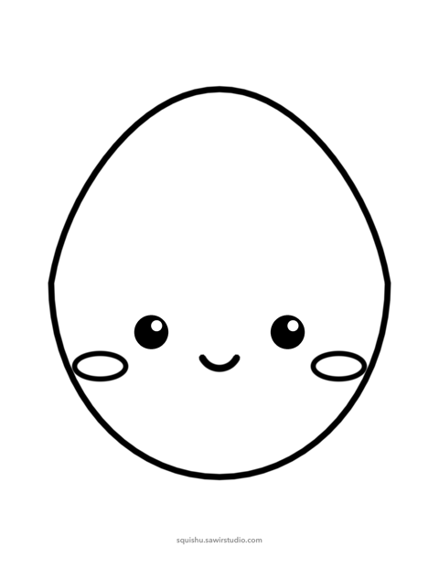 Disegno da colorare: Uovo sodo sorridente a contorni neri