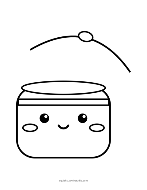 Dibujo para colorear: Chawanmushi sonriente en contornos negros
