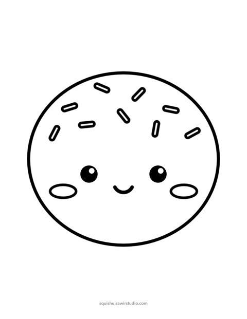 Coloring page of a smiling klepon in black outlines