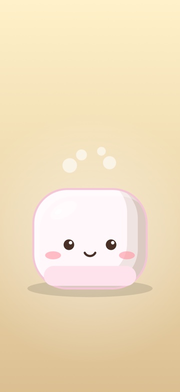 Phone wallpaper with a smiling marshmallow