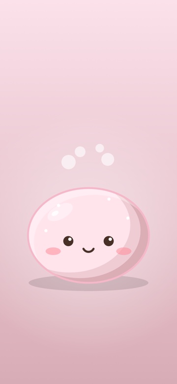 Phone wallpaper with a smiling mochi