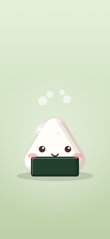 Phone wallpaper with a smiling onigiri