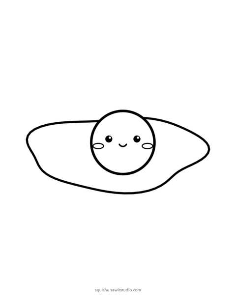 Coloring page of a smiling sunny-side up in black outlines